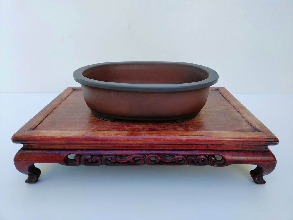 Tokoname Bonsai Tree Pot YAMAKOU Vintage Basic Deep Oval Width 31.5 cm/ 12.4 in.