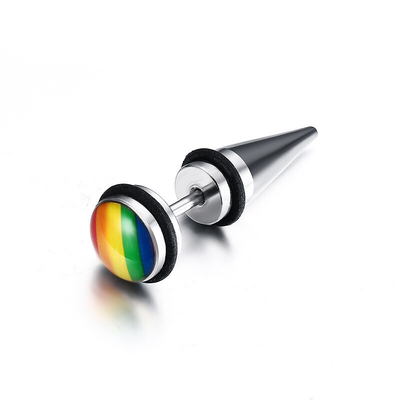 Titanium Steel Rainbow Earrings LGBT Friendship Gay Pride Jewelry Gift A Pair US