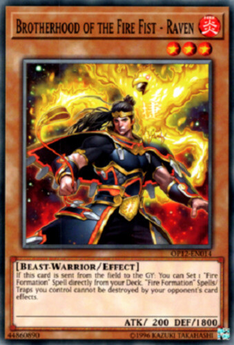 Brotherhood of the Fire Fist Raven OP12-EN014 Common Unlimited Edition Yugioh Card