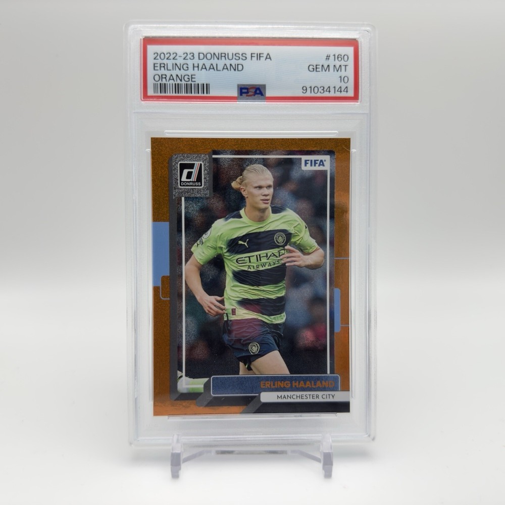 2022-23 Donruss FIFA Erling Haaland #160 Orange PSA 10 Gem Mint Manchester City