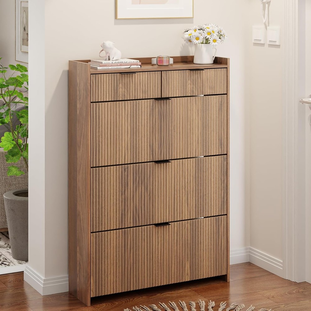 3-Tier Flip Shoe Rack Organizer Free Standing Space-Saving Cabinet