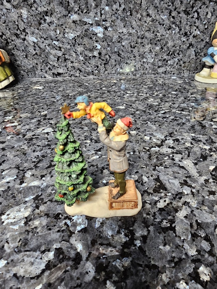 Lemax Christmas Village Figurine Family Decorating Tree With Child