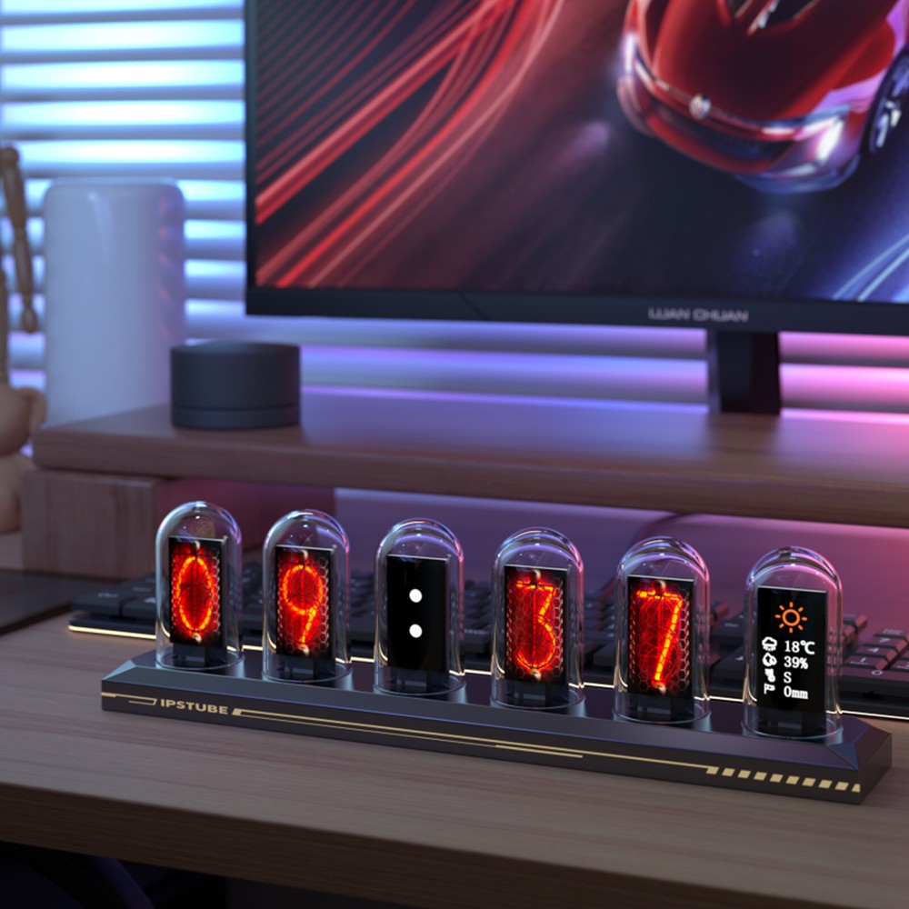 6 Tubes LED RGB Nixie Tube Clock Digital Display Desktop DIY Clock Decor Gifts