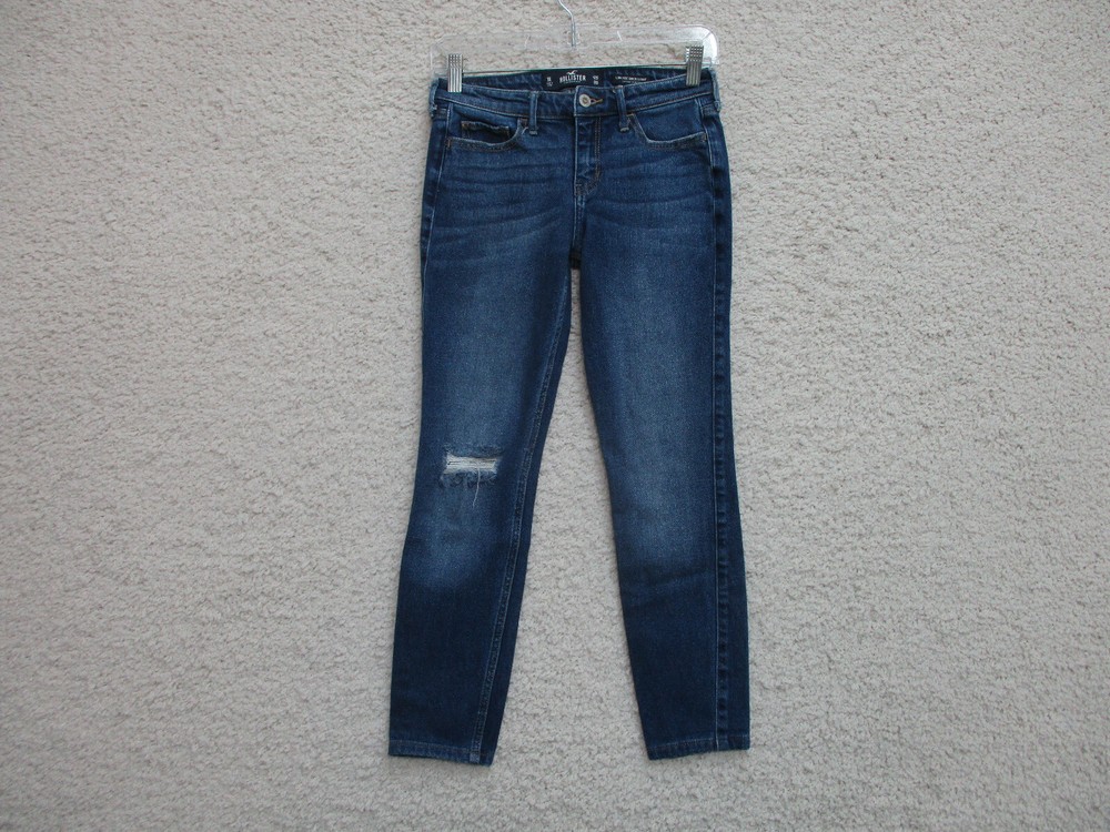 Hollister Jeans 1 Womens Juniors Size Blue Denim Low Rise Super Skinny Stretch