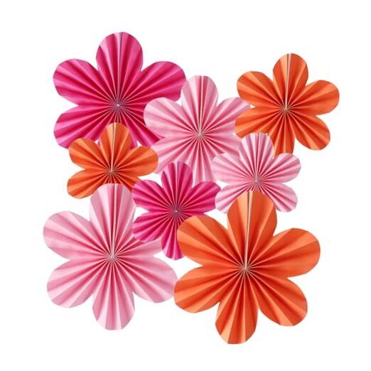 Paper Flowers Decorations Heart Wall Paper Fans for Fan(rose/Pink/Orange)