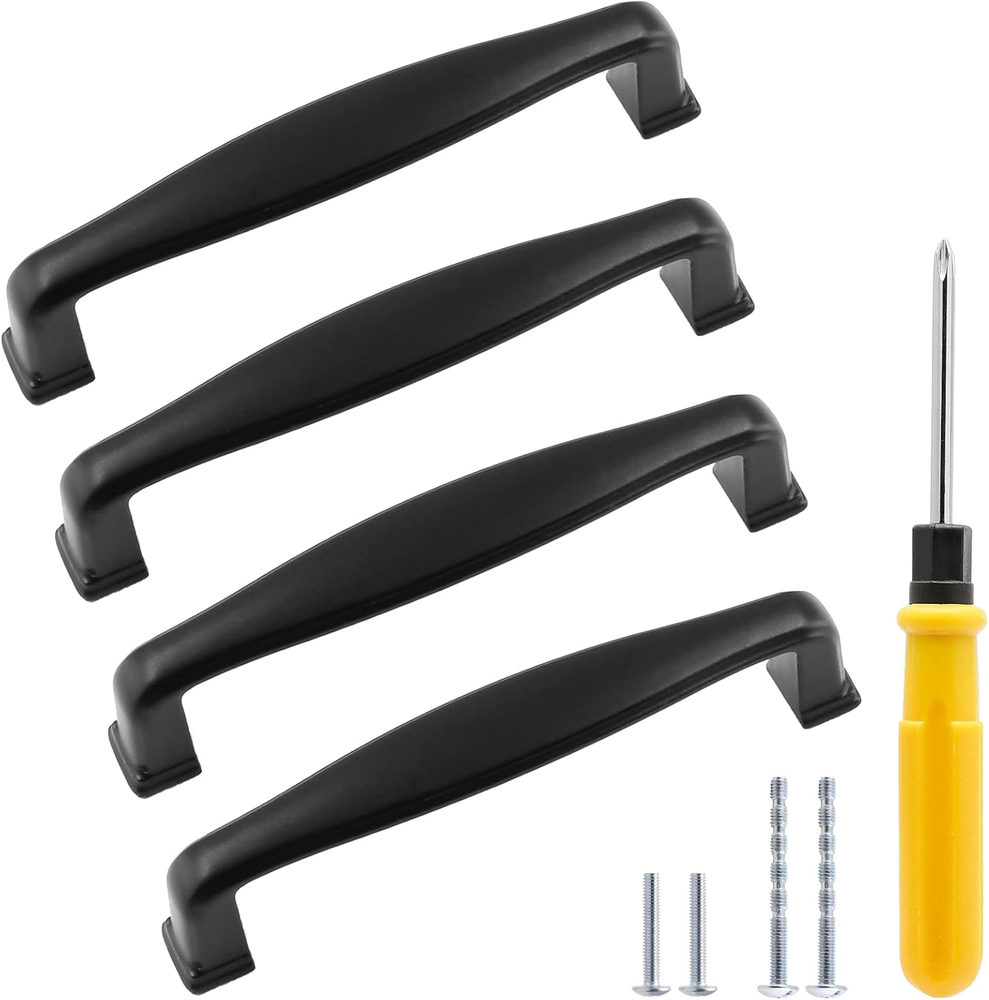 10 Pack Black 96mm Modern Cabinet Pulls for Kitchen Drawers