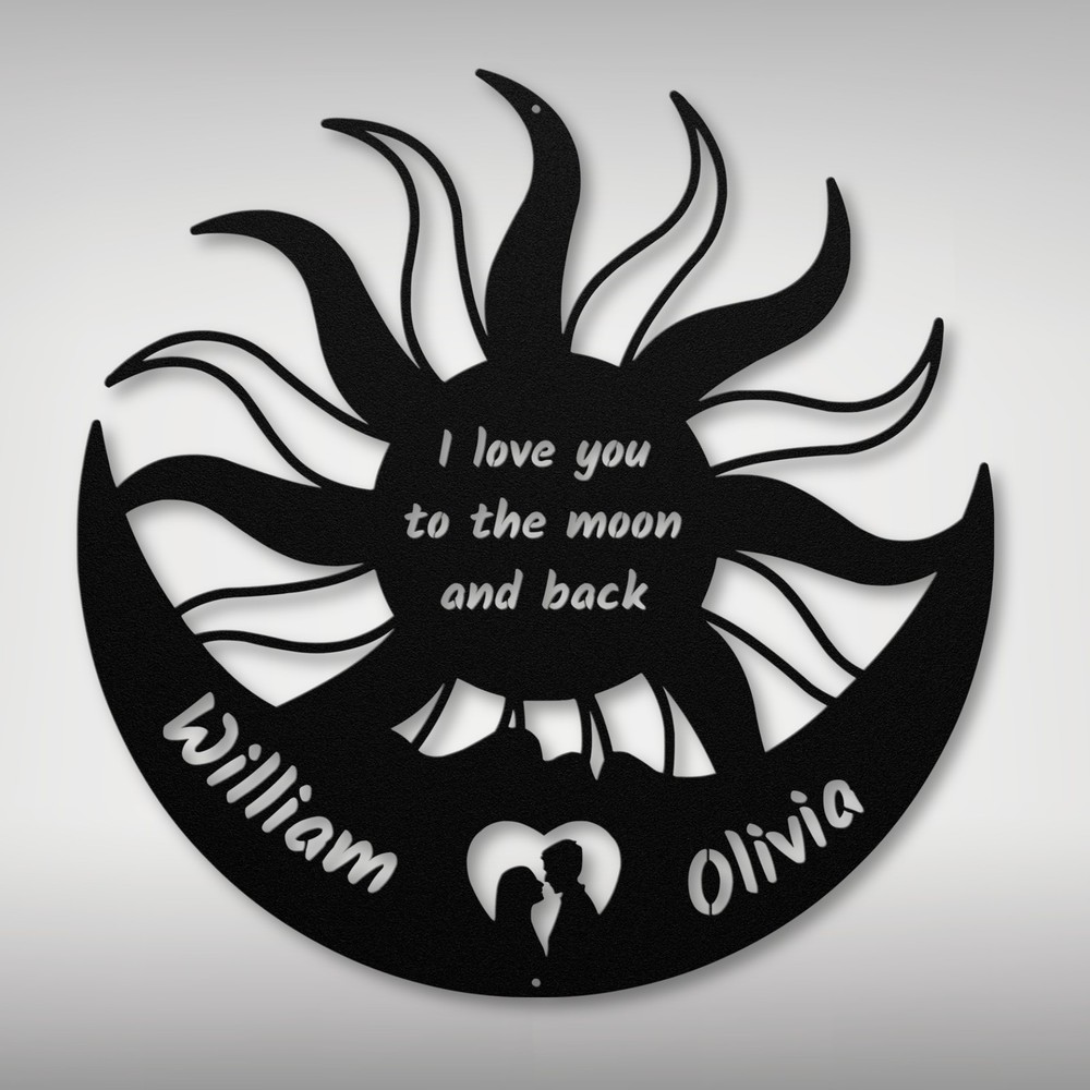 Personalized Moon and Sun Couple Metal Sign Custom Home Decor Gift for Couples
