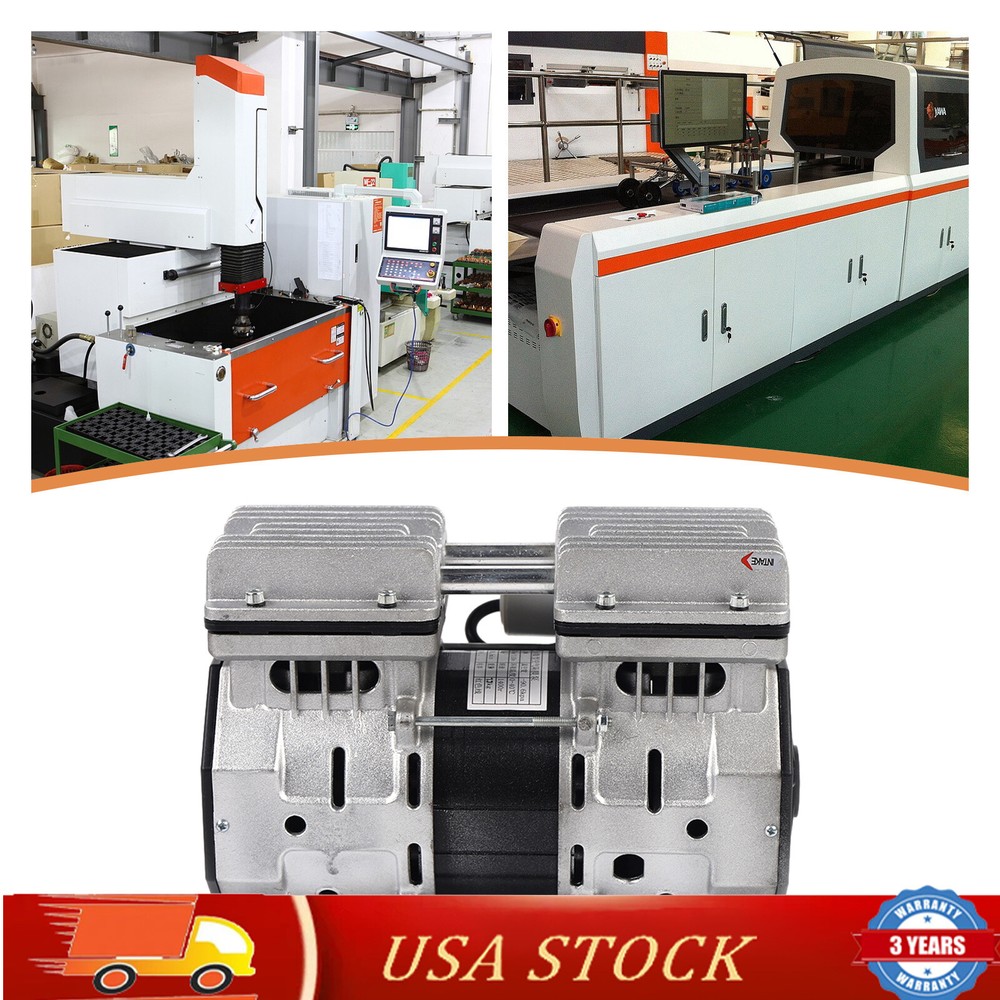 Vacuum Oilless Pump Industrial Air Compressor Oil Free Piston Pump 370W W/Filter