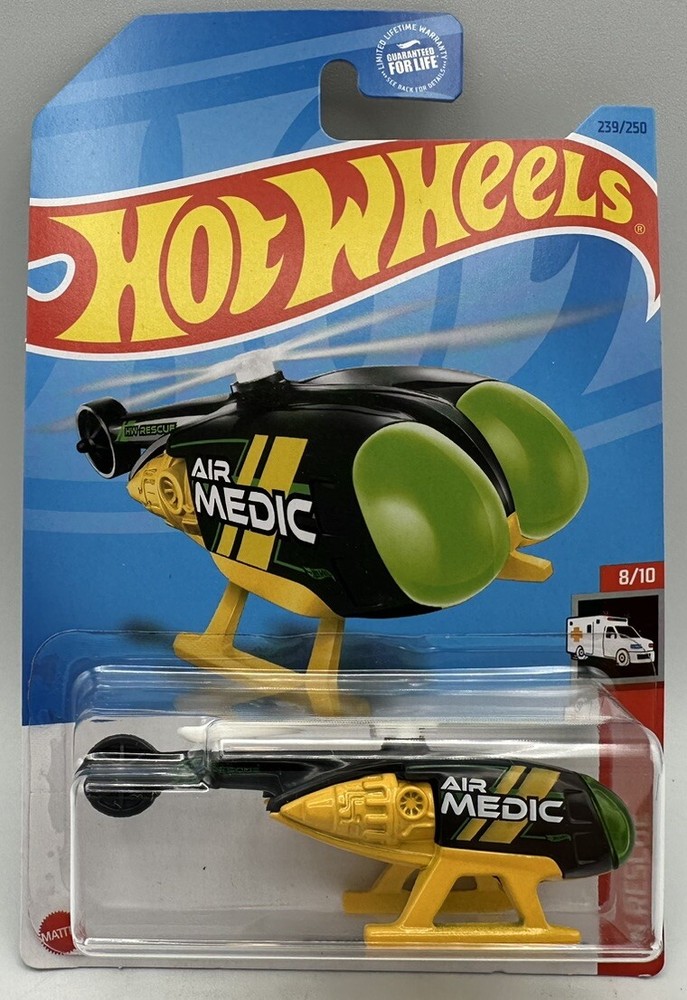 Helicóptero amarillo de rescate Hot Wheels Skyfire Air Medic HW fundido a presión Mattel nuevo