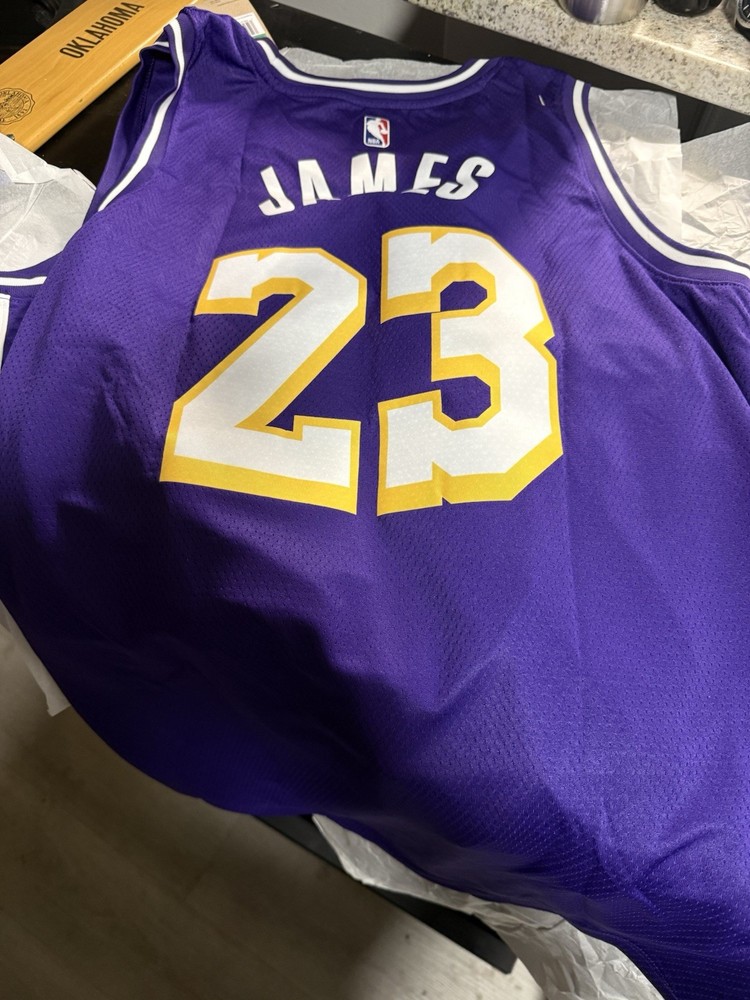 LeBron James Lakers Nike Stitched Jersey Size XL Purple Gold