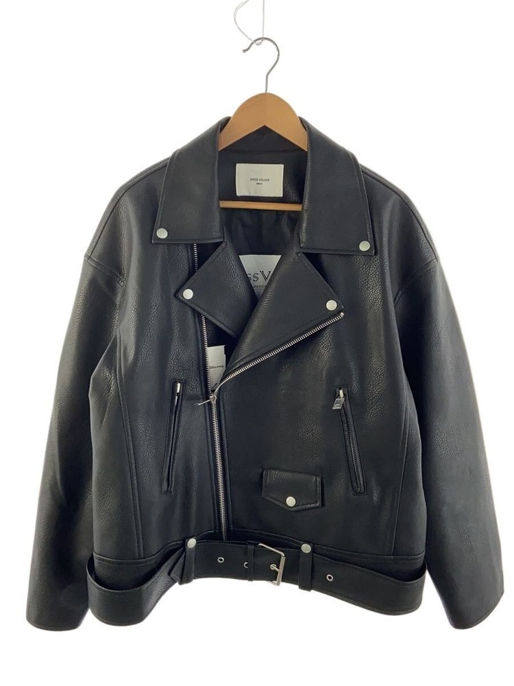 Double Riders Jacket/-/Leather/Blk/Plain 5599