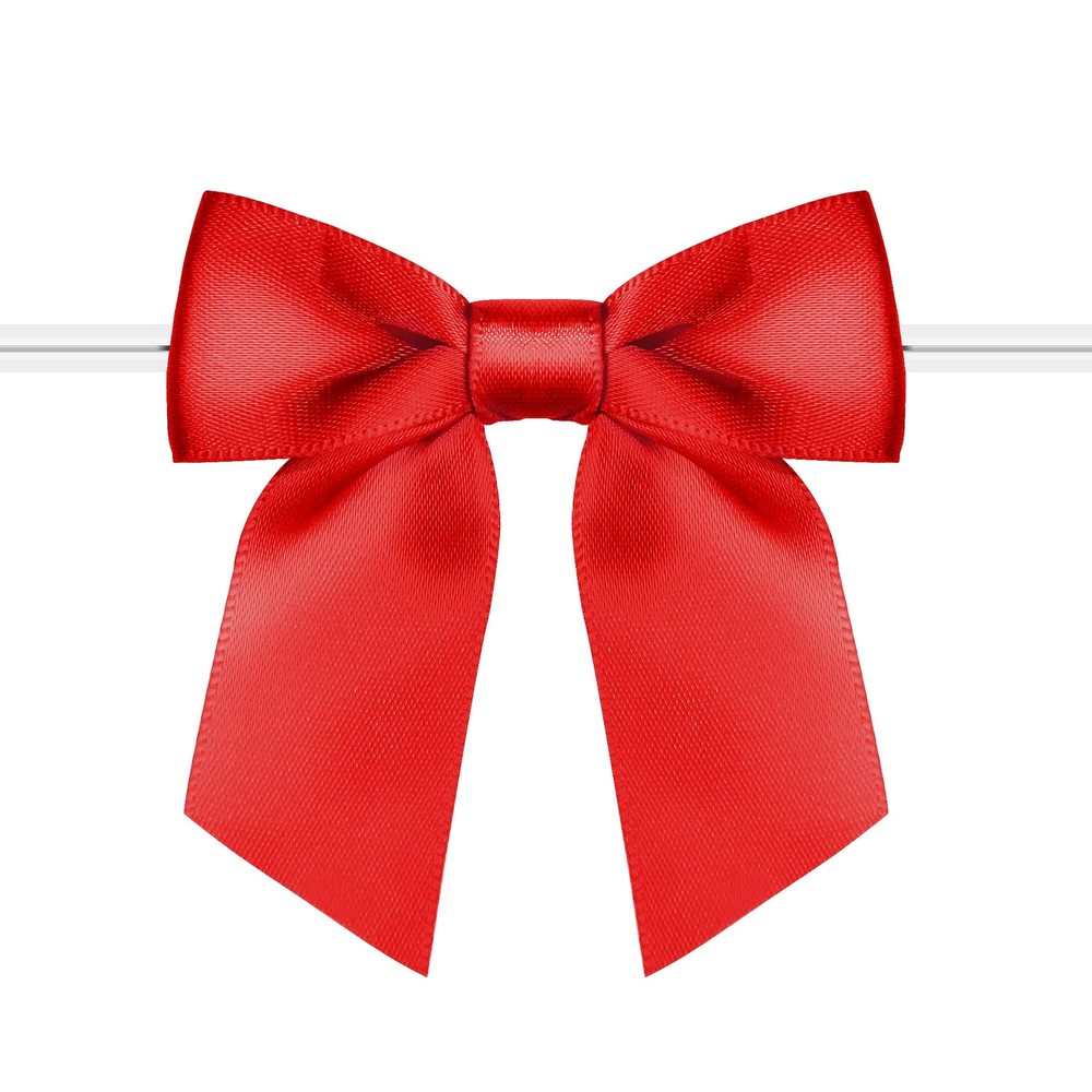 RainbowPana 60 Pack Christmas Luxury Twist Tie Bows, Red 3