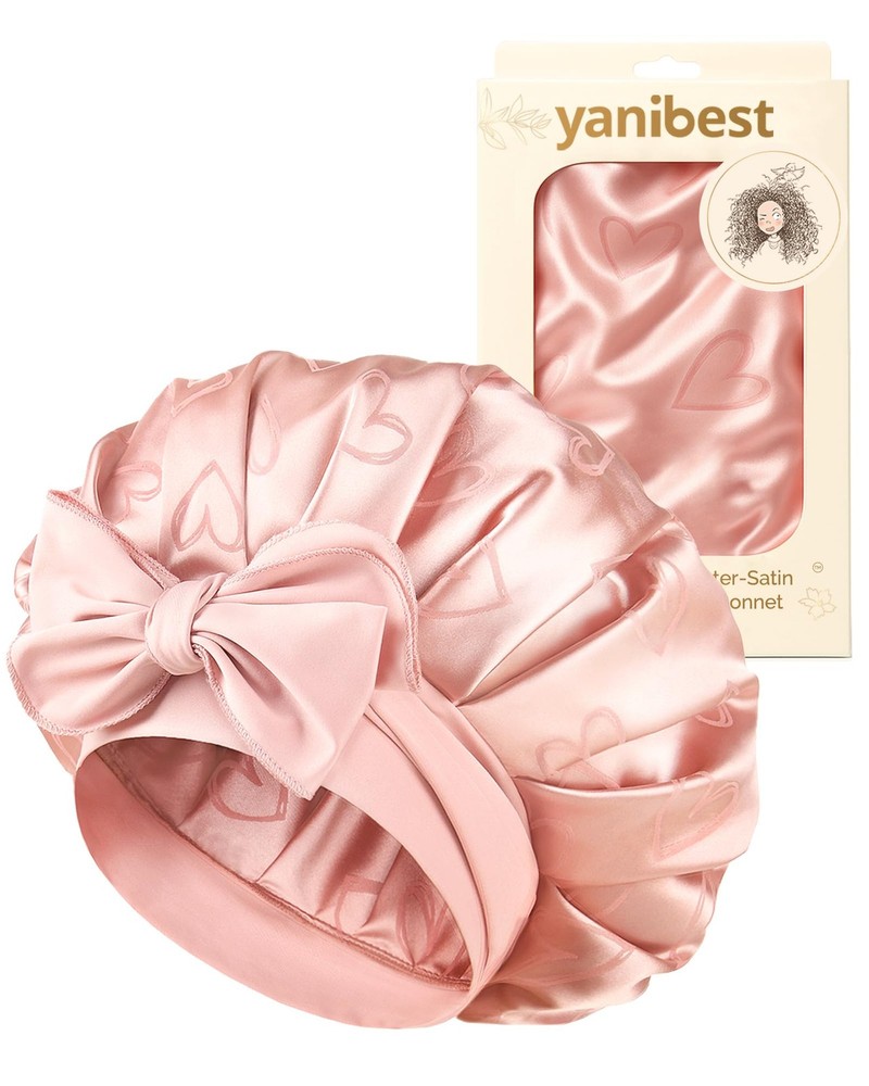 Adjustable Satin Bonnet for Sleeping, Double Layer Silk Bonnet with Tie Band ...