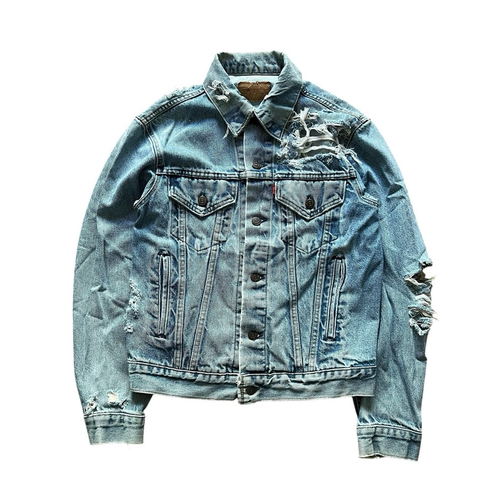 Vintage 90s Distressed Trashed Levis Denim Trucker Jacket Mens Size 40 USA Made