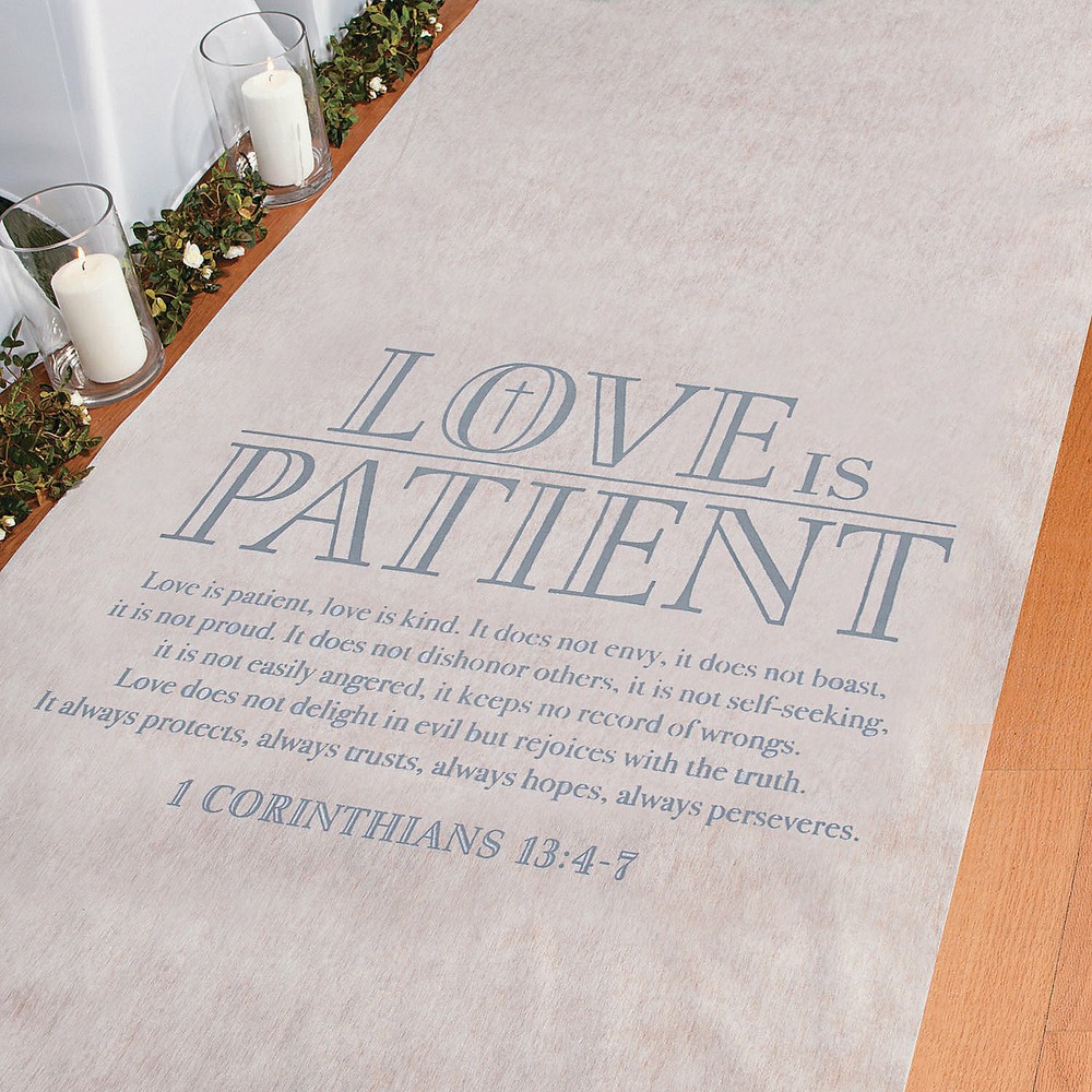 Love Is Patient Aisle Runner, Wedding Ceremony Party Decor, 3' x 100'