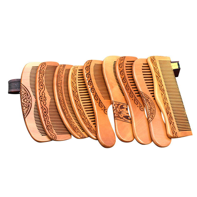 Natural Peach Wood Comb Anti-Static Hair Care Hair Beard Comb Wooden Accessories