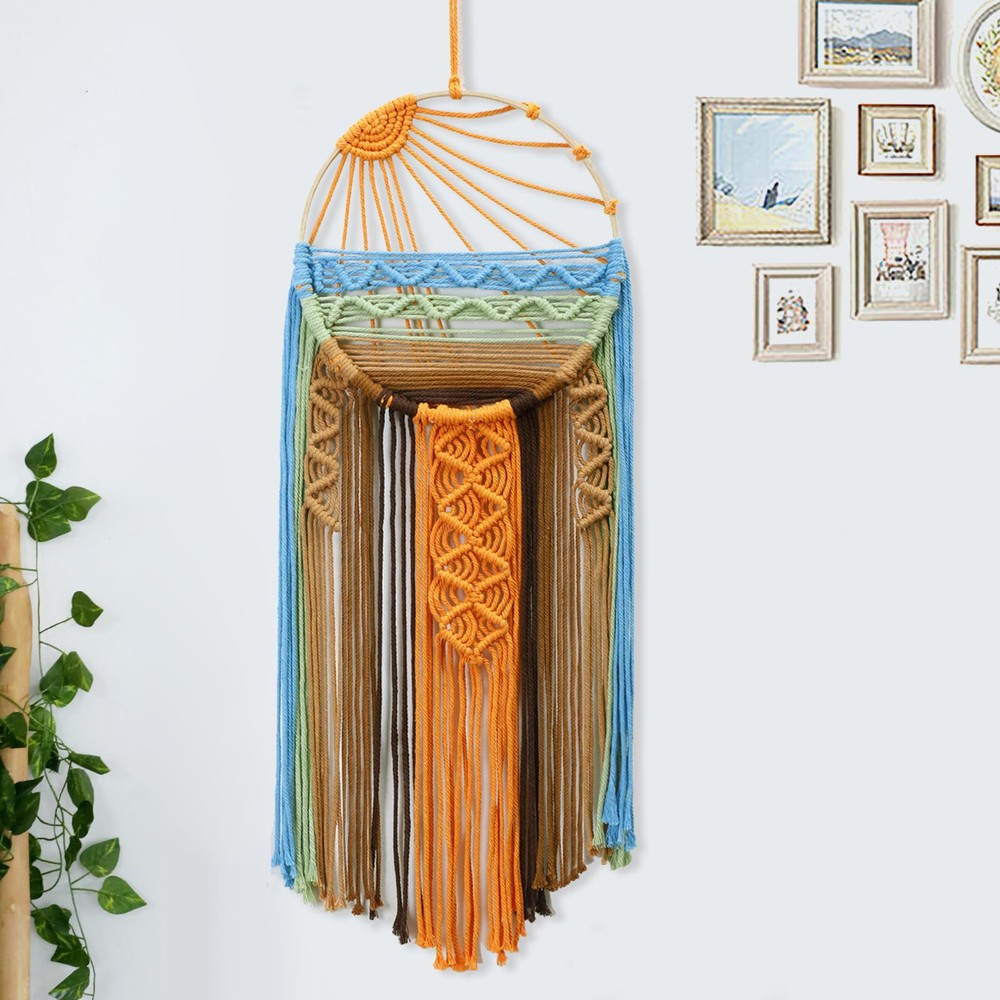 Sun Wall Decor Dream Catcher - Macrame Wall Hanging Sunrise Wall Art, Large B...