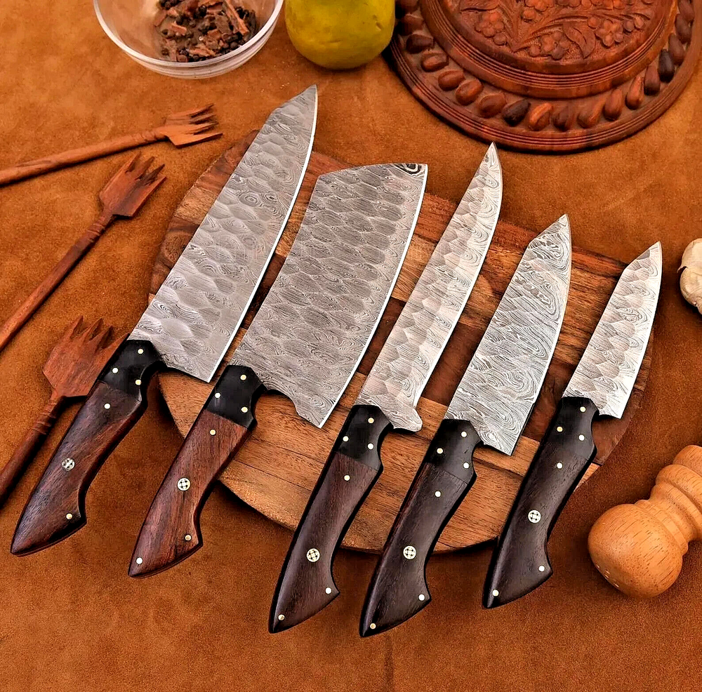 Custom Made Hand FORGED DAMASCUS STEEL CHEF KNIFE SET Kitchen Knives 2796