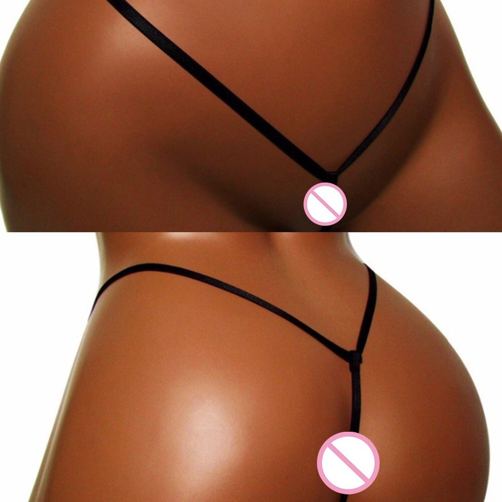 Alluring and Provocative Women's Black Crotchless Underpant Thong Underwear