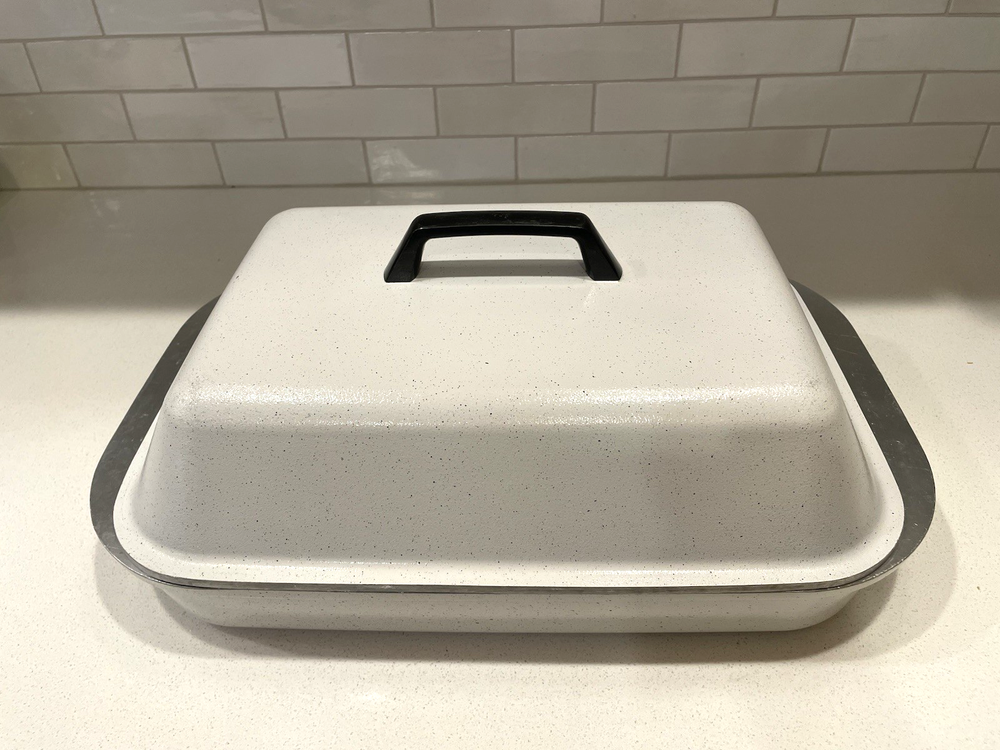 Vintage KF Kitchen Fair Speckled Dutch Oven with Lid Roaster Pot Pan Cookware