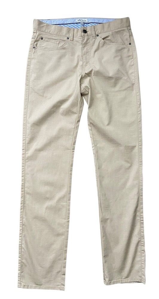 Peter Millar Crown Comfort Poplin 5-pocket Pant Mens 32x34 Beige Slim Straight