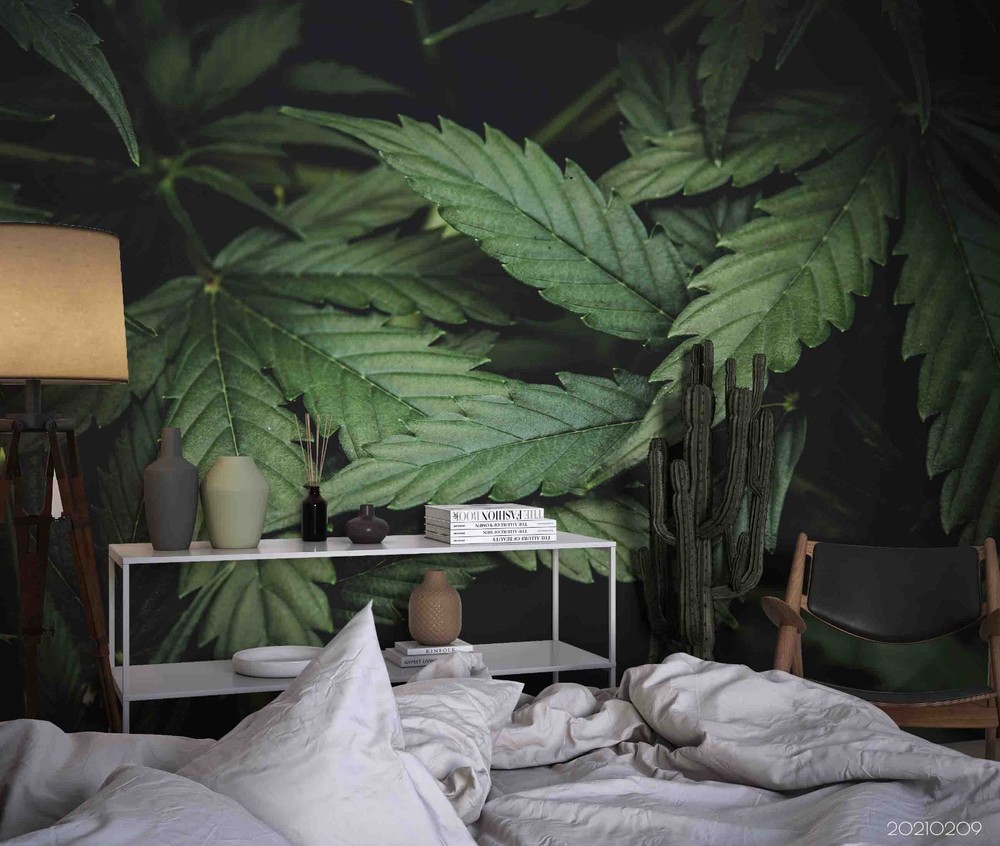 3D Green Plants Leaves Close-up Wall Murals Wallpaper Murals Wall Sticker