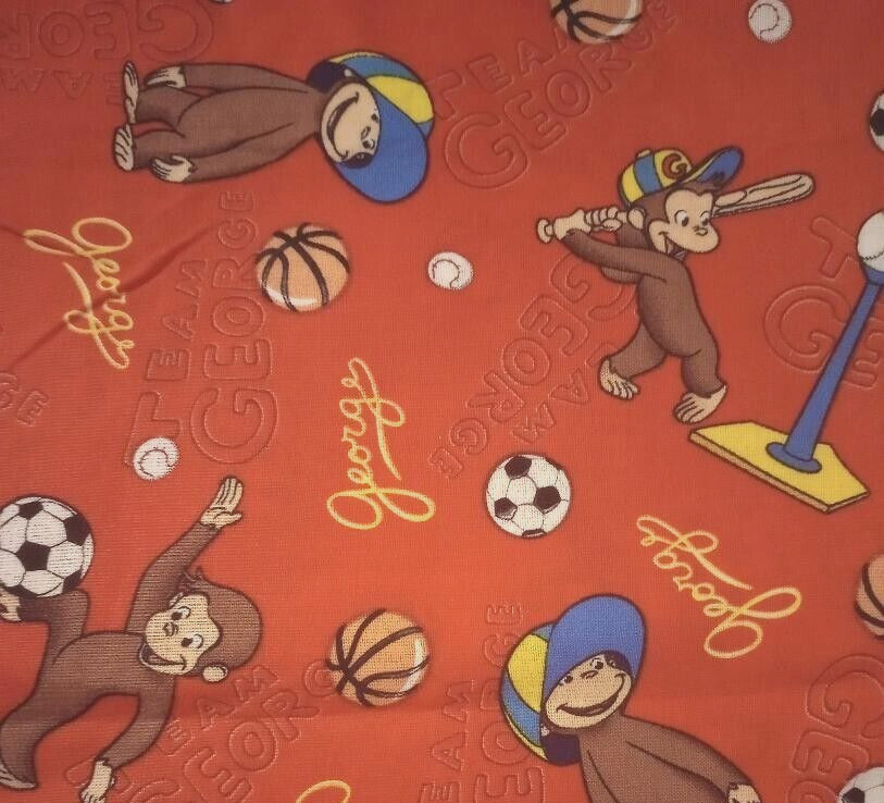 curious george monkey fun fabric piece 11 by 10.5  inch 1pc