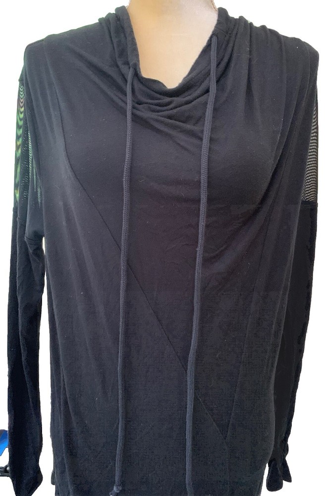 Black Milk Drape Hoodie S Black Long SlStretch Goth Midevil Ninja  LIMITED