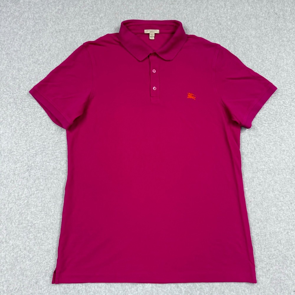 Burberry Brit Shirt Men's XXL Magenta Pink Short Sleeve Classic Logo Polo