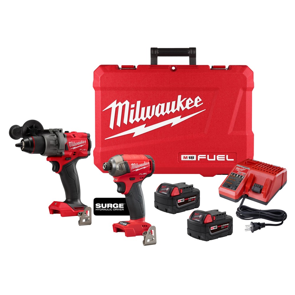 Milwaukee M18 FUEL 2-Tool Brushless Combo Kit, 1/2in. Hammer Drill, 1/4in. Hex