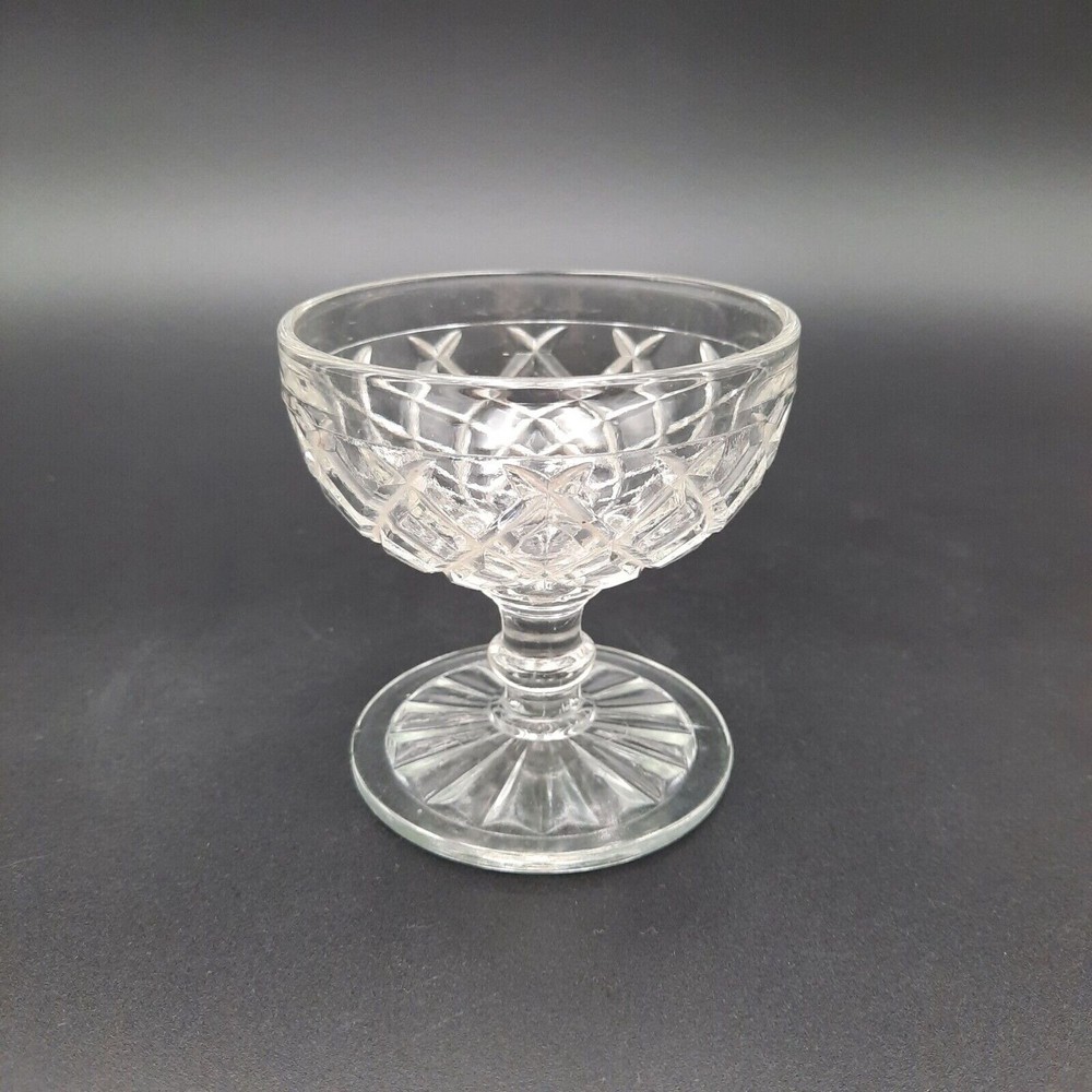 Vintage Anchor Hocking Waterford Waffle Glass Dessert Bowl Compote