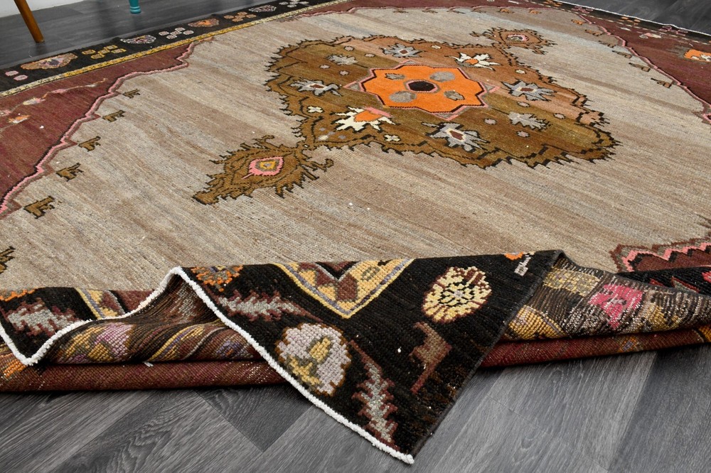 8x11 ft, Unique Turkish Area Rug, Vintage Rug, Oushak Rug, Minimalist, Rainbow