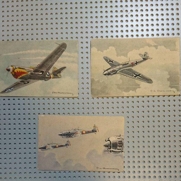French Fighter Postcards Pre-War Kurtis Warhawk Messerschmitt BF109 MB150