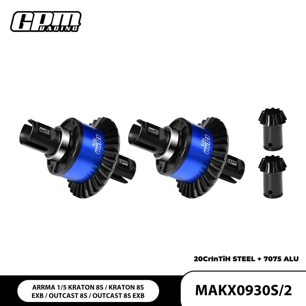 GPM Steel+7075 Alloy F&R Complete Diffs 30/9T ARRMA 1/5 Kraton Outcast 8S EXB