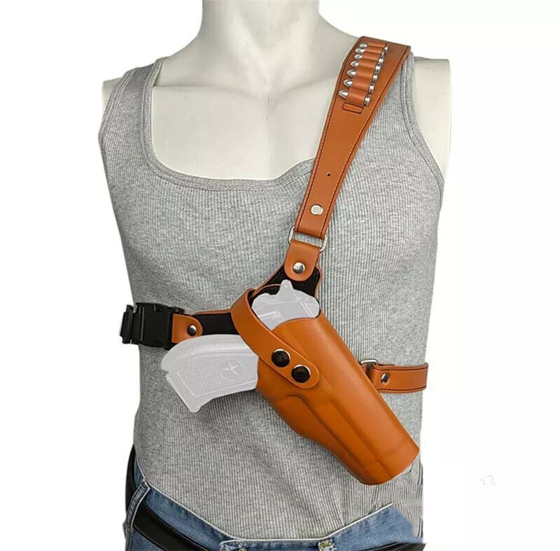 100% Leather Tactical Concealed Shoulder Holster Adjustable Underarm Gun Holster