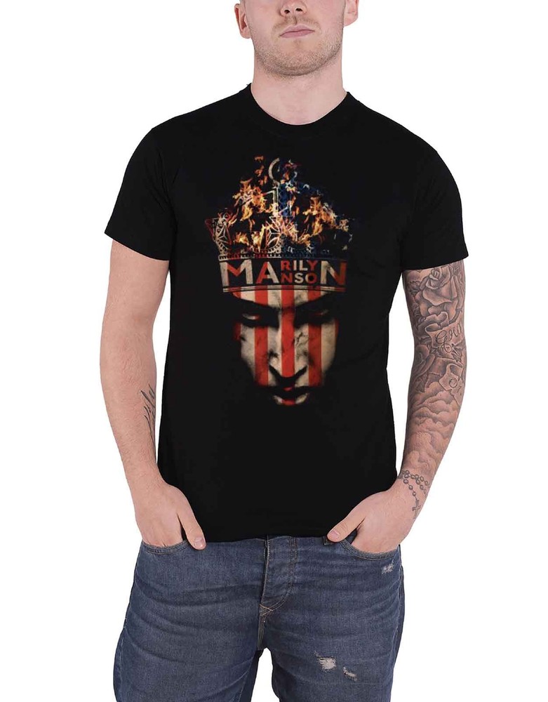Official Marilyn Manson Crown Logo Black T-Shirt for Men