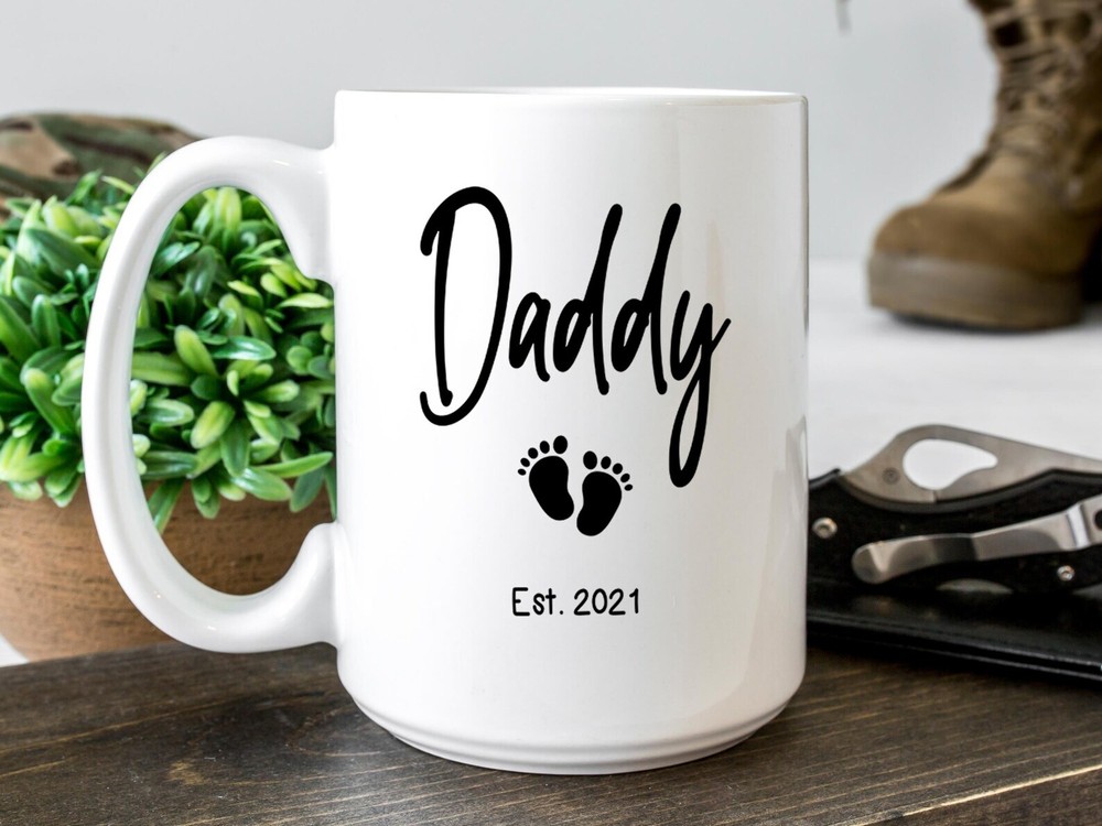 Daddy Est 2021 Coffee Mug Pregnancy Announcement Coffee Mug Custom Gift To