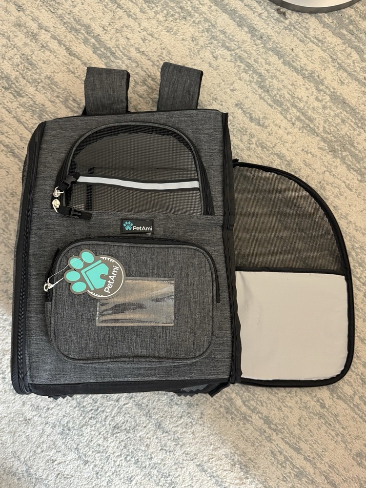 Brand New PetAmi Deluxe Pet Carrier Backpack Charcoal, Small Cat/Dog Compatible