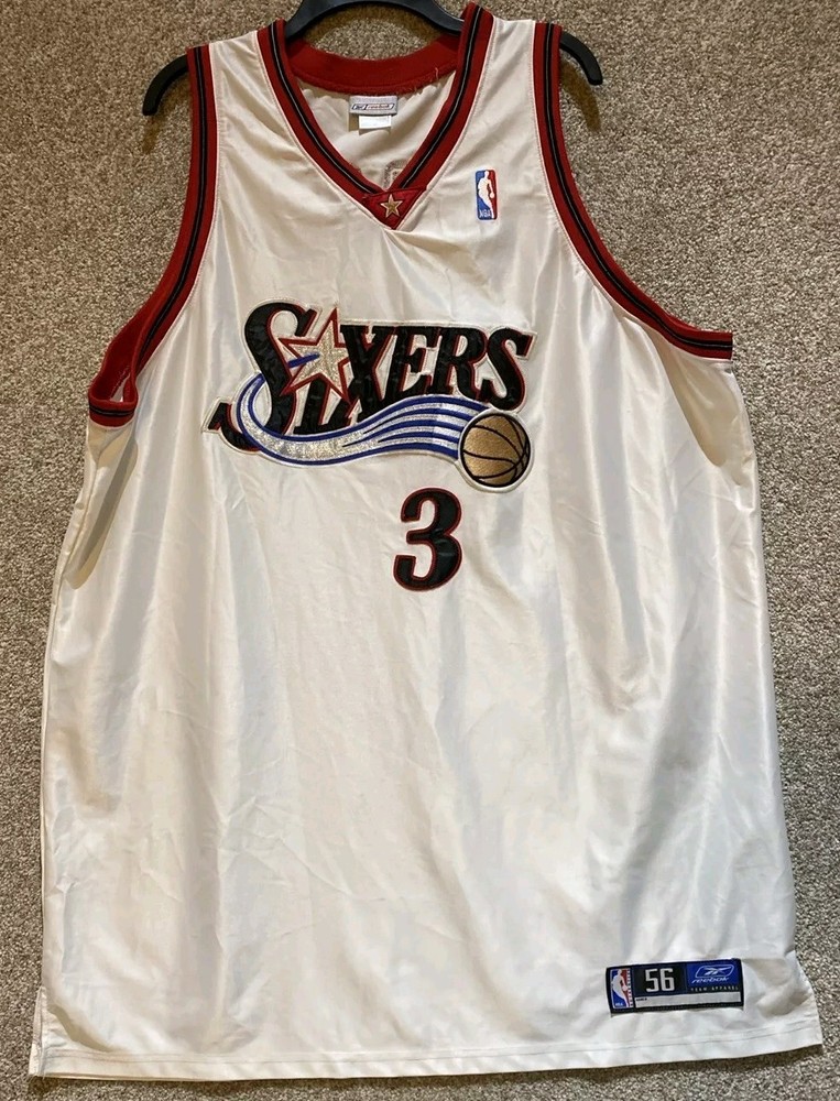 Reebok Authentic NBA Mens Philadelphia 76ers Sixers Allen Iverson Jersey Size 56