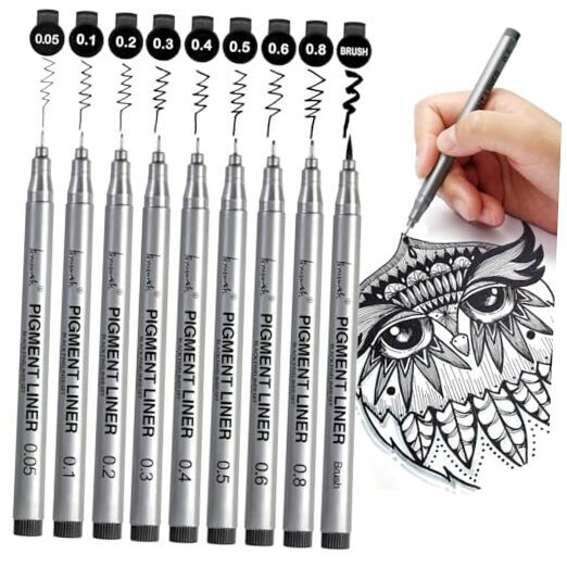 Precision Black Micro-Pen Fineliner Ink Pens, Waterproof Archival Ink, Drawing