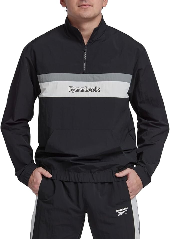 Reebok Men's Classic Fit Quarter Zip Sweatshirt, Black, Size L