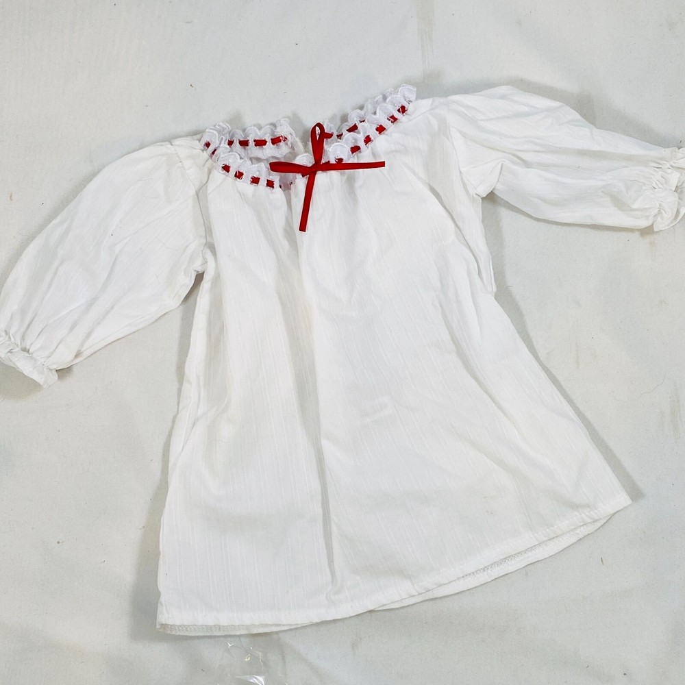 18 Inch American Girl Josefina White Nightgown with Red Ribbon Pajama Set