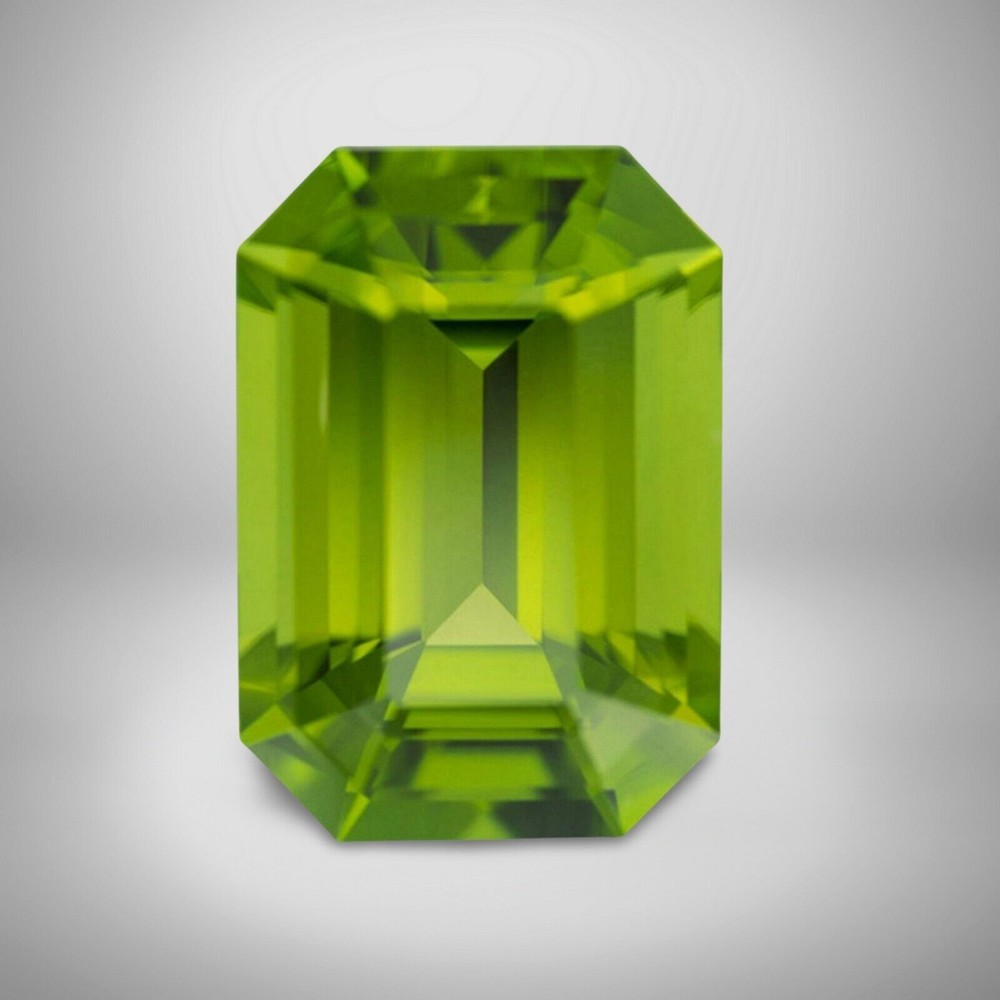 Vivid Green Peridot Emerald Cut Loose Gemstone 12x10mm 5 Cts