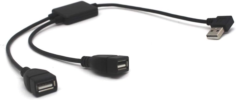 12 Inch Right Angle USB 2.0 Splitter Cable 1 Male to 2 Female Extender Hub