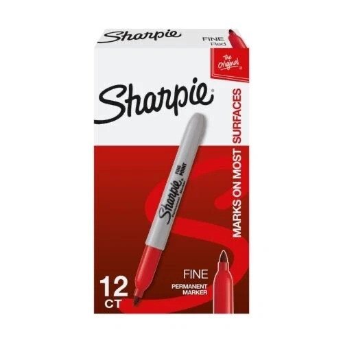 12 pack Sharpie Permanent Fine Point Permanent Markers, Red