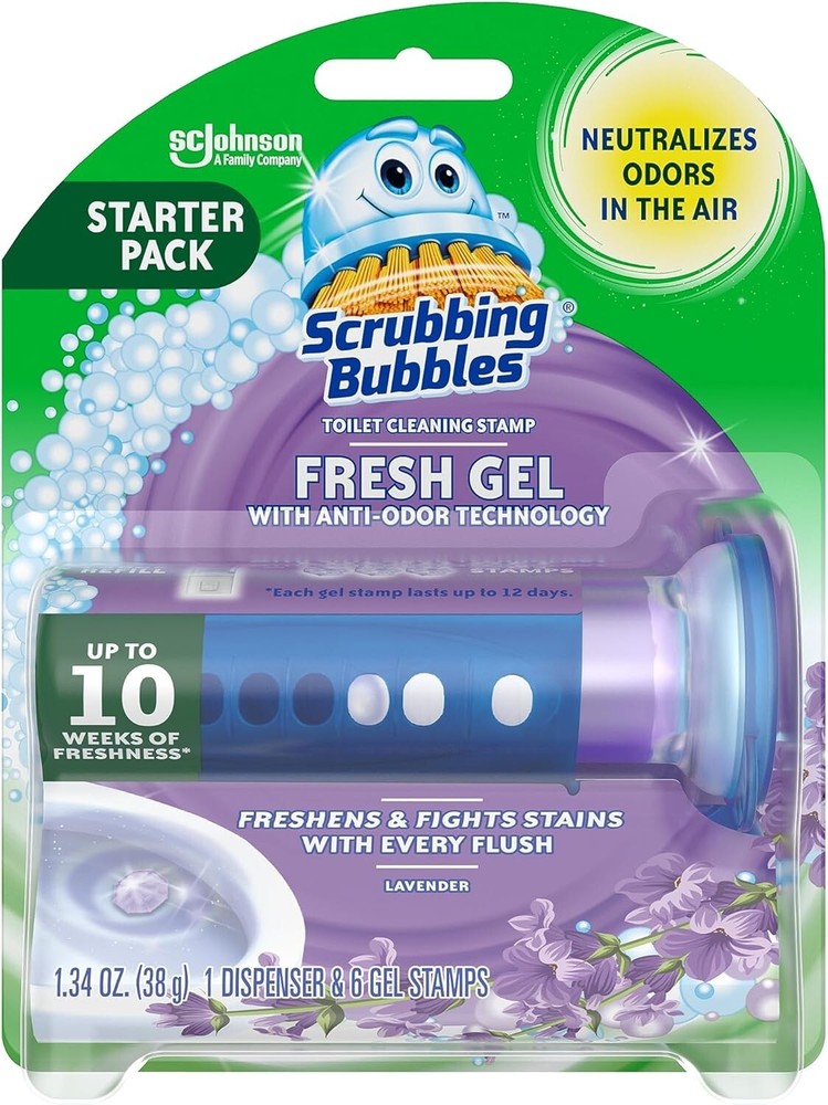 Scrubbing Bubbles Lavender Scent Toilet Cleaning Gel Stamps 6 Count