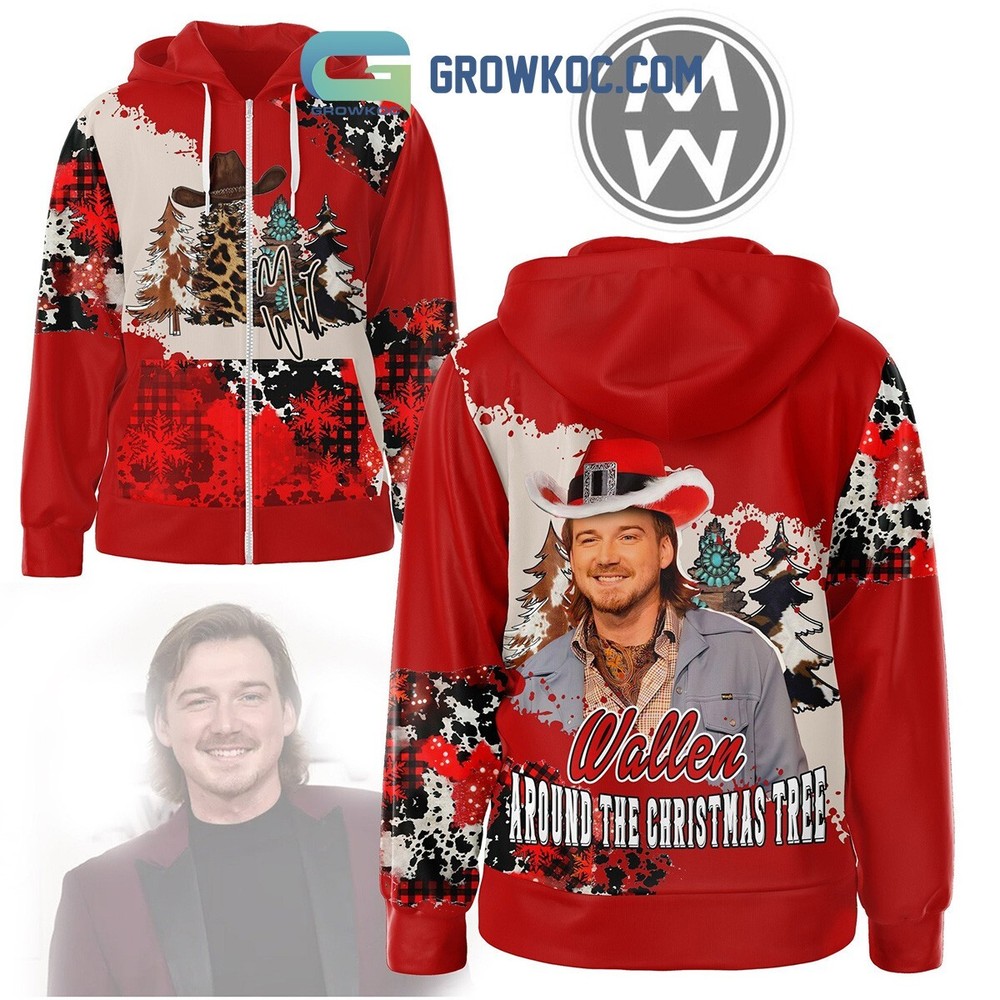 Morgan Wallen Christmas Tree Zip Hoodie for Holiday Style