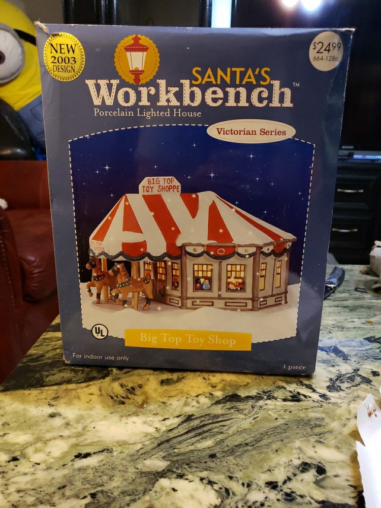 Victorian Big Top Circus Toy Shoppe Santa Workbench 03 New Open Box with Bulb  