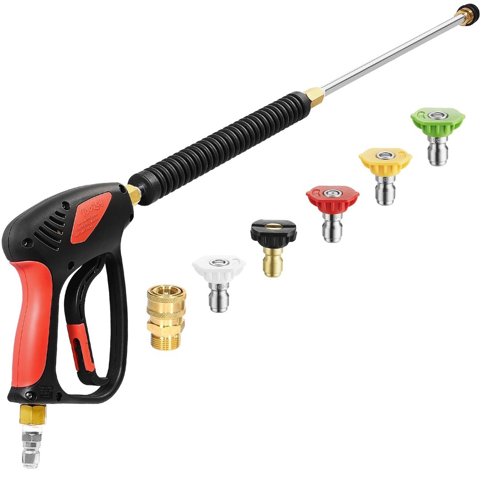 Pressure Washer Gun with Adjustable Swivel and Extension Wand 4 Nozzle Tips