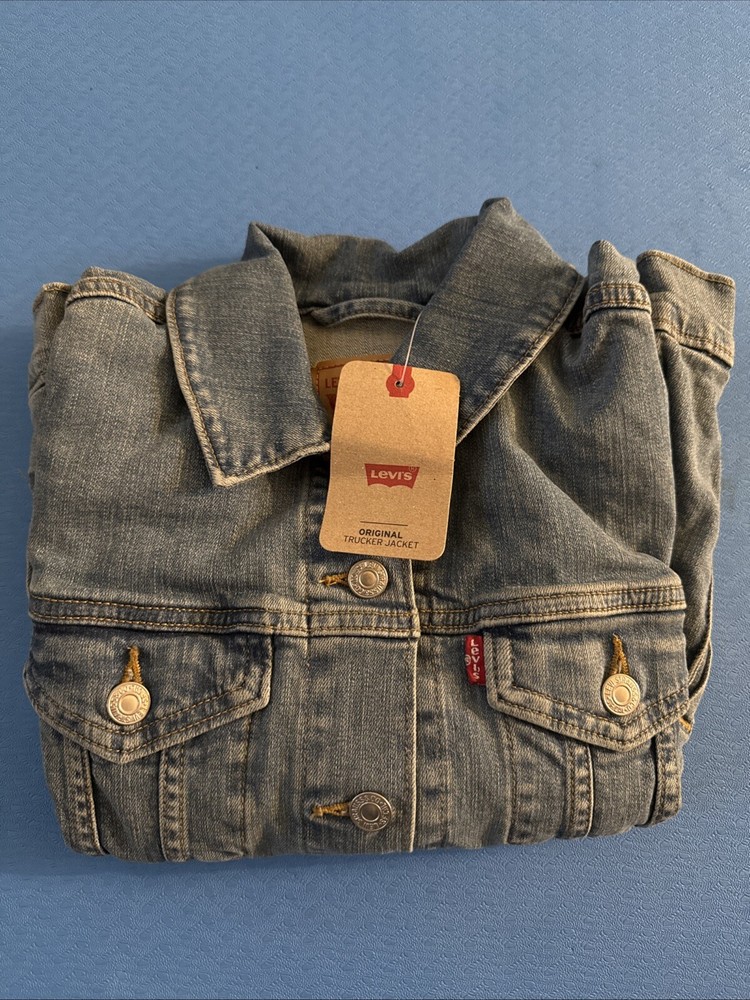 NWT Levi's Indigo Blue Denim Jean Trucker Jacket Women's Medium M NEW-SM